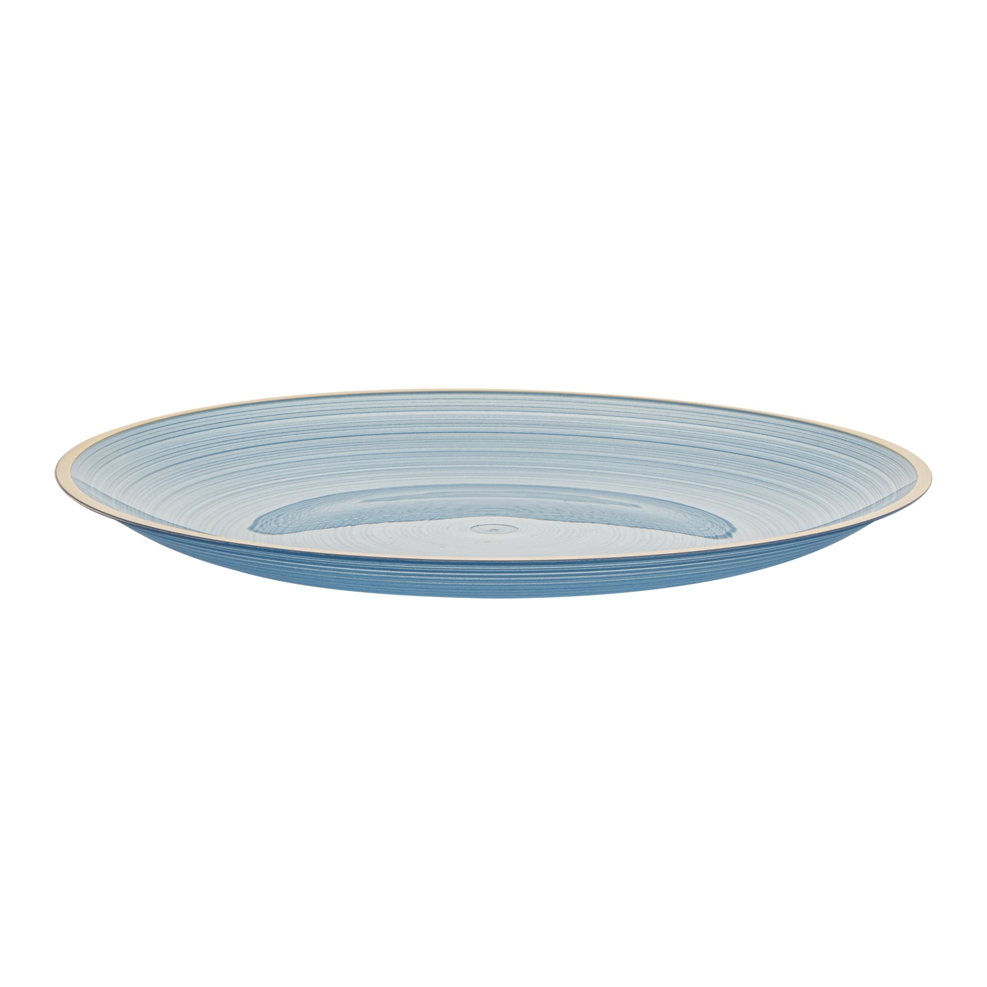 Moderna Round Blue Translucent Plastic Gold-Rimmed Plate - Rippled - 7 1/4" x 7 1/4" - 100 count box