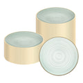 Moderna Round Green Translucent Plastic Gold-Rimmed Plate - Rippled - 7 1/4" x 7 1/4" - 20 count box