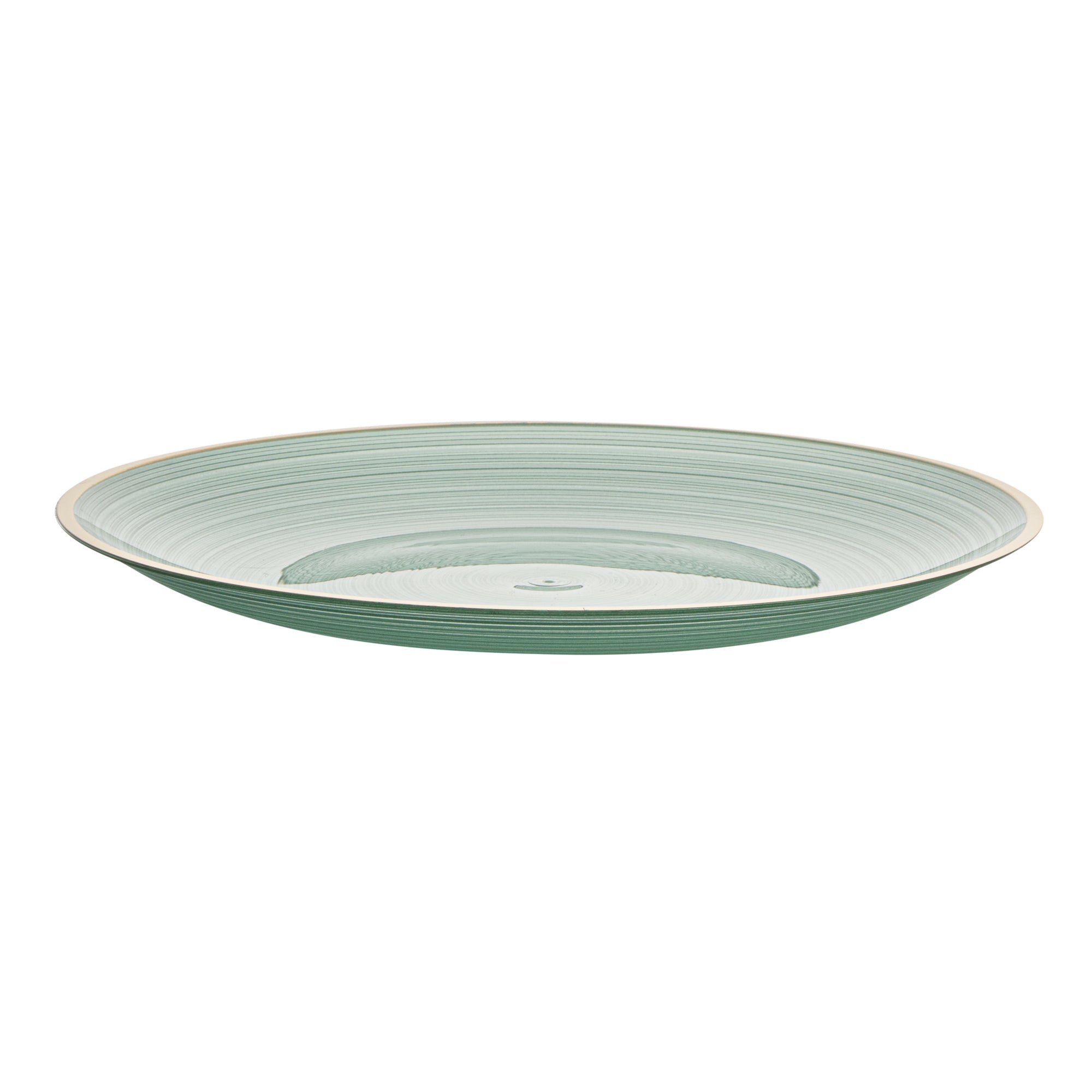 Moderna Round Green Translucent Plastic Gold-Rimmed Plate - Rippled - 7 1/4" x 7 1/4" - 20 count box