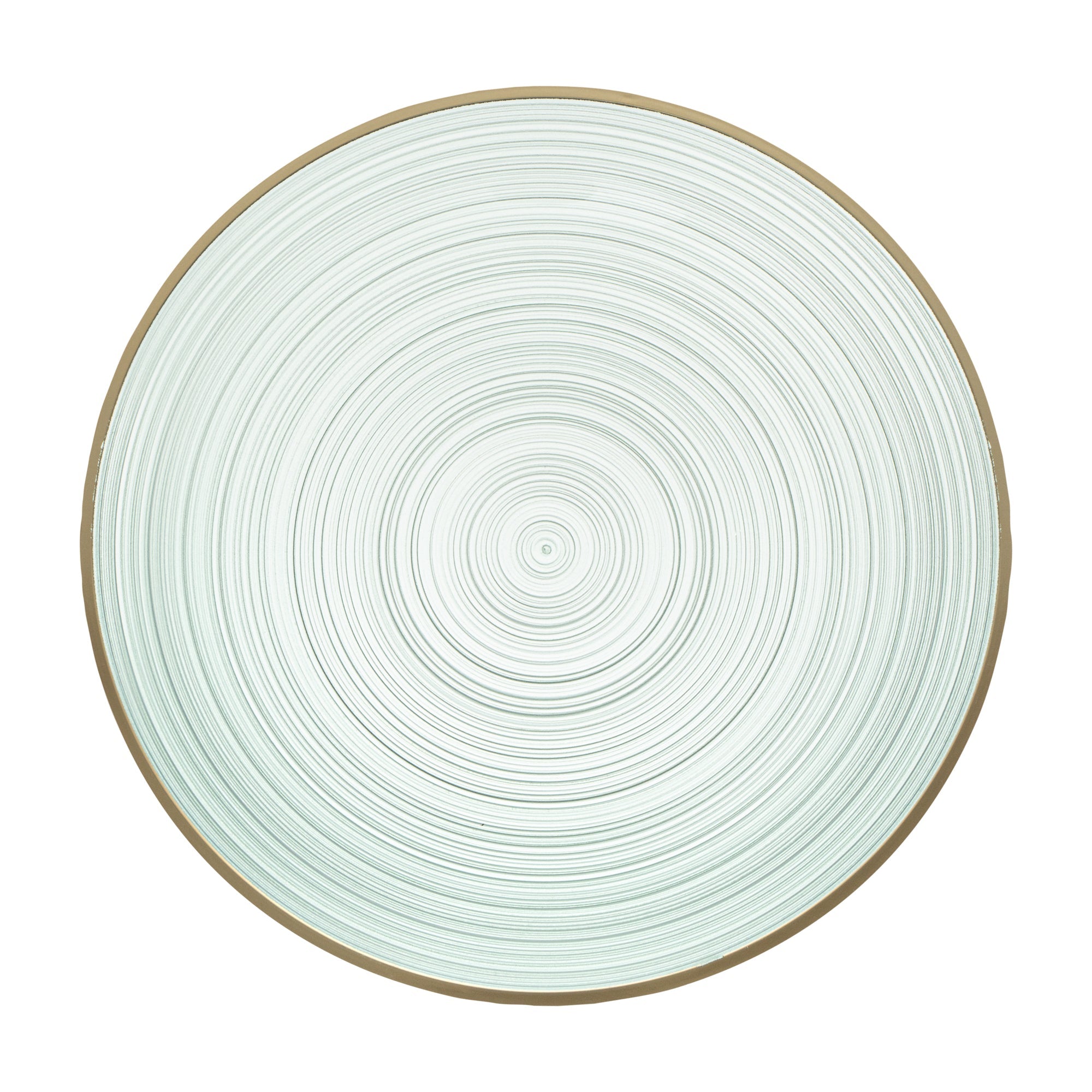 Moderna Round Green Translucent Plastic Gold-Rimmed Plate - Rippled - 7 1/4" x 7 1/4" - 20 count box
