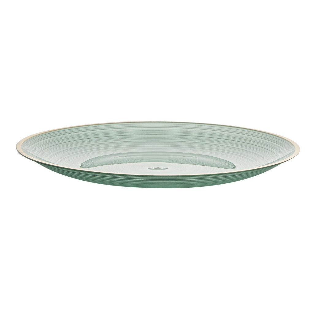 Moderna Round Green Translucent Plastic Gold-Rimmed Plate - Rippled - 7 1/4" x 7 1/4" - 100 count box