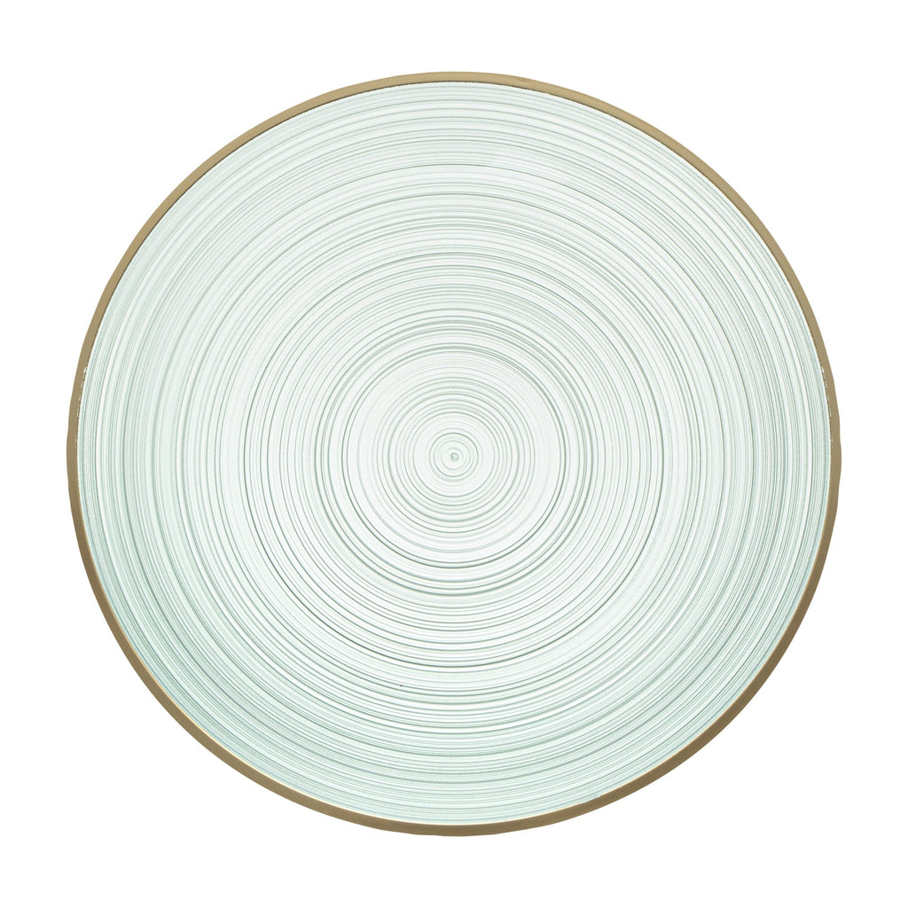 Moderna Round Green Translucent Plastic Gold-Rimmed Plate - Rippled - 7 1/4" x 7 1/4" - 100 count box