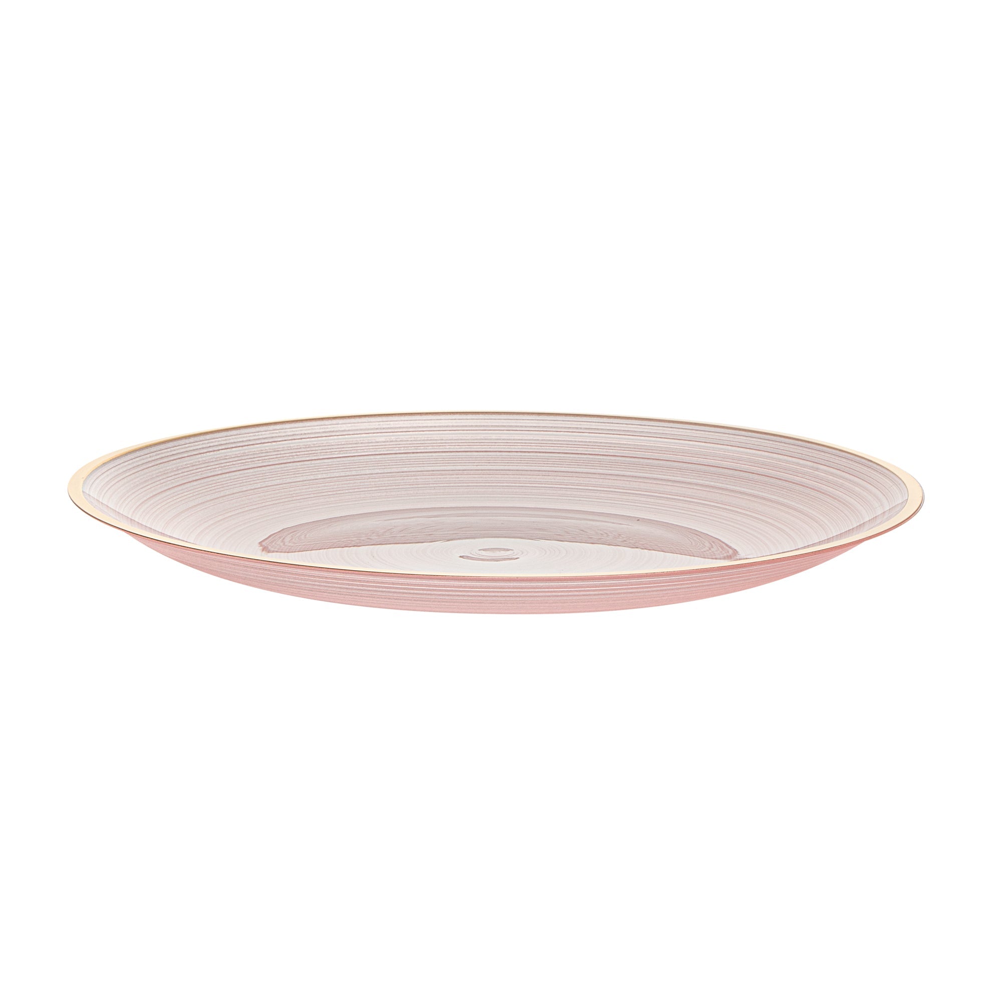 Moderna Round Pink Translucent Plastic Gold-Rimmed Plate - Rippled - 7 1/4" x 7 1/4" - 20 count box