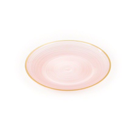 Moderna Round Pink Translucent Plastic Gold-Rimmed Plate - Rippled - 7 1/4" x 7 1/4" - 100 count box