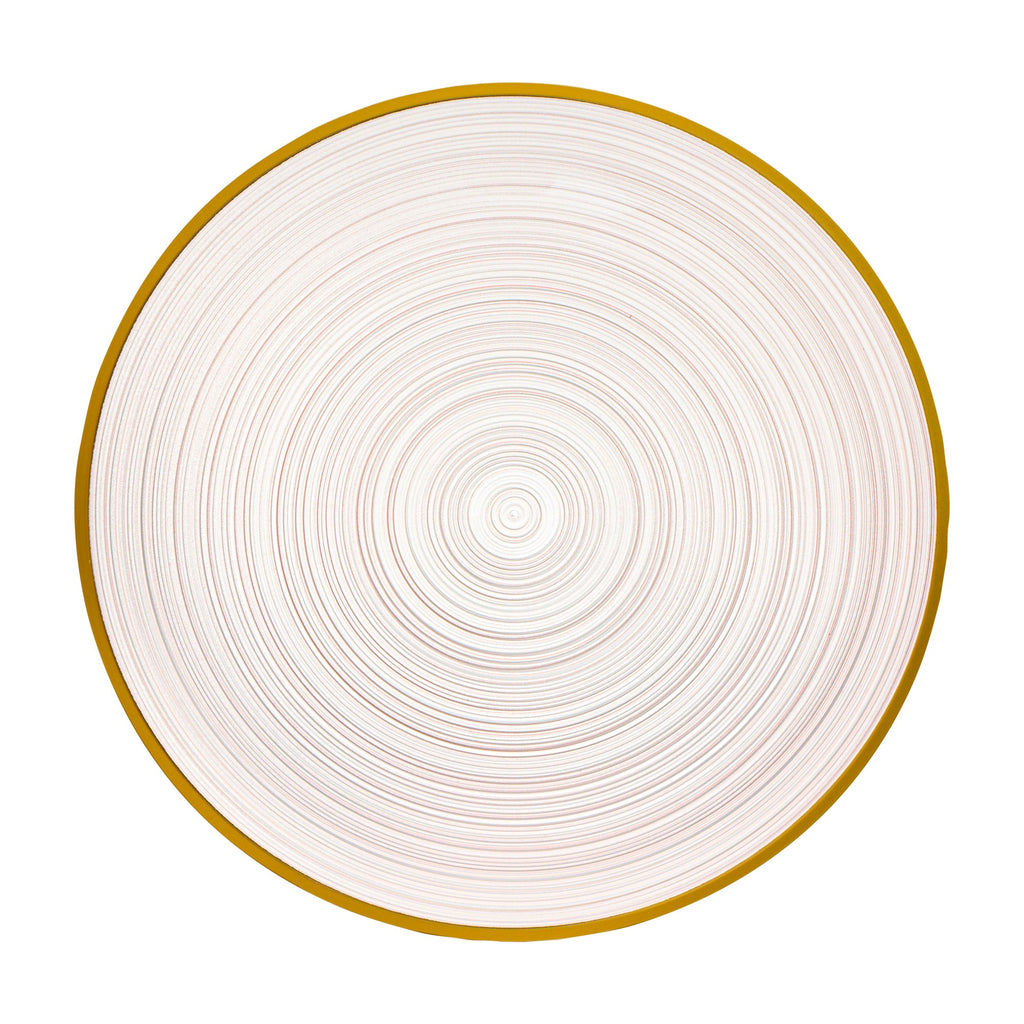 Moderna Round Pink Translucent Plastic Gold-Rimmed Plate - Rippled - 7 1/4" x 7 1/4" - 100 count box