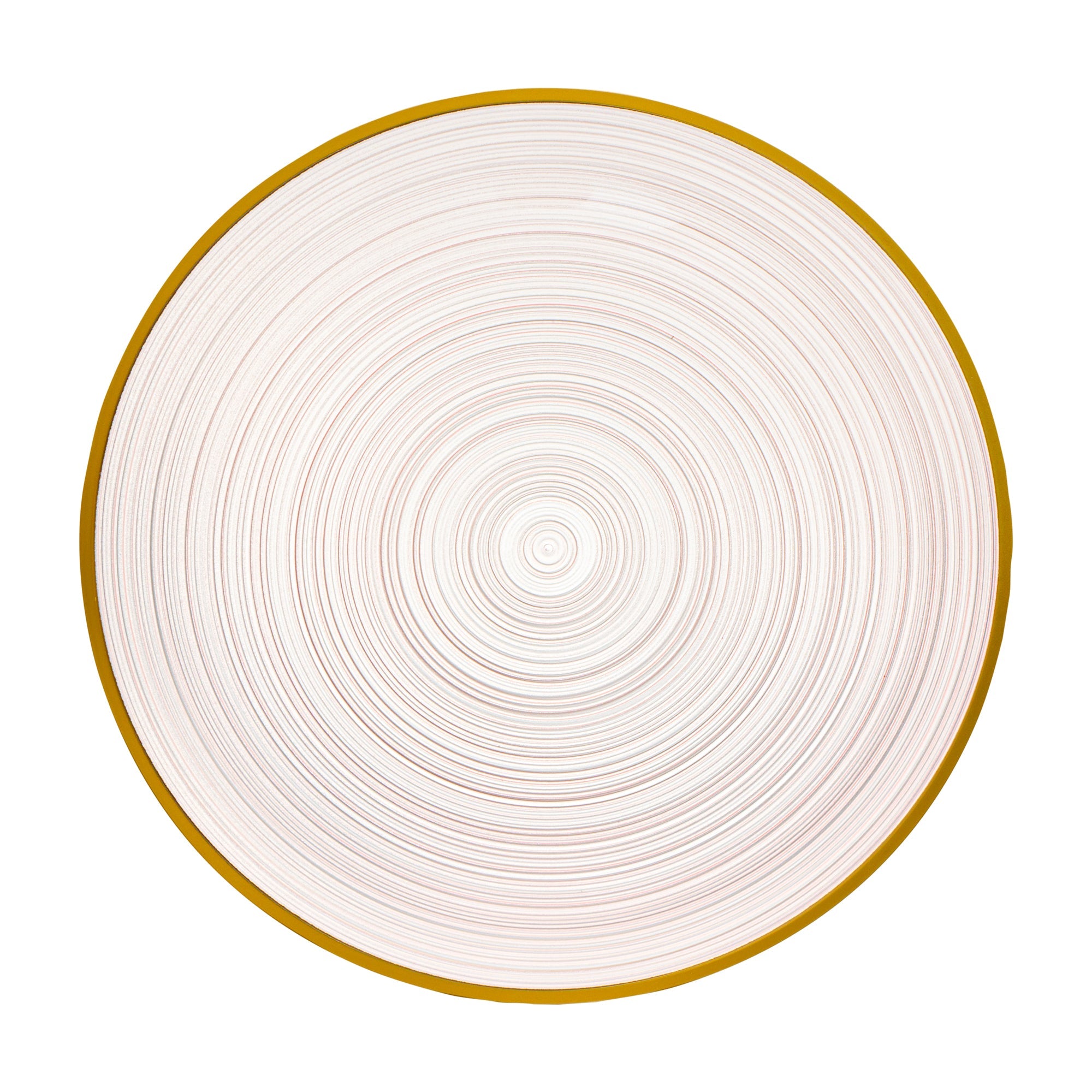 Moderna Round Pink Translucent Plastic Gold-Rimmed Plate - Rippled - 7 1/4" x 7 1/4" - 100 count box