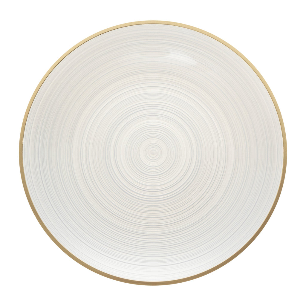 Moderna Round White Translucent Plastic Gold-Rimmed Plate - Rippled - 7 1/4" x 7 1/4" - 20 count box