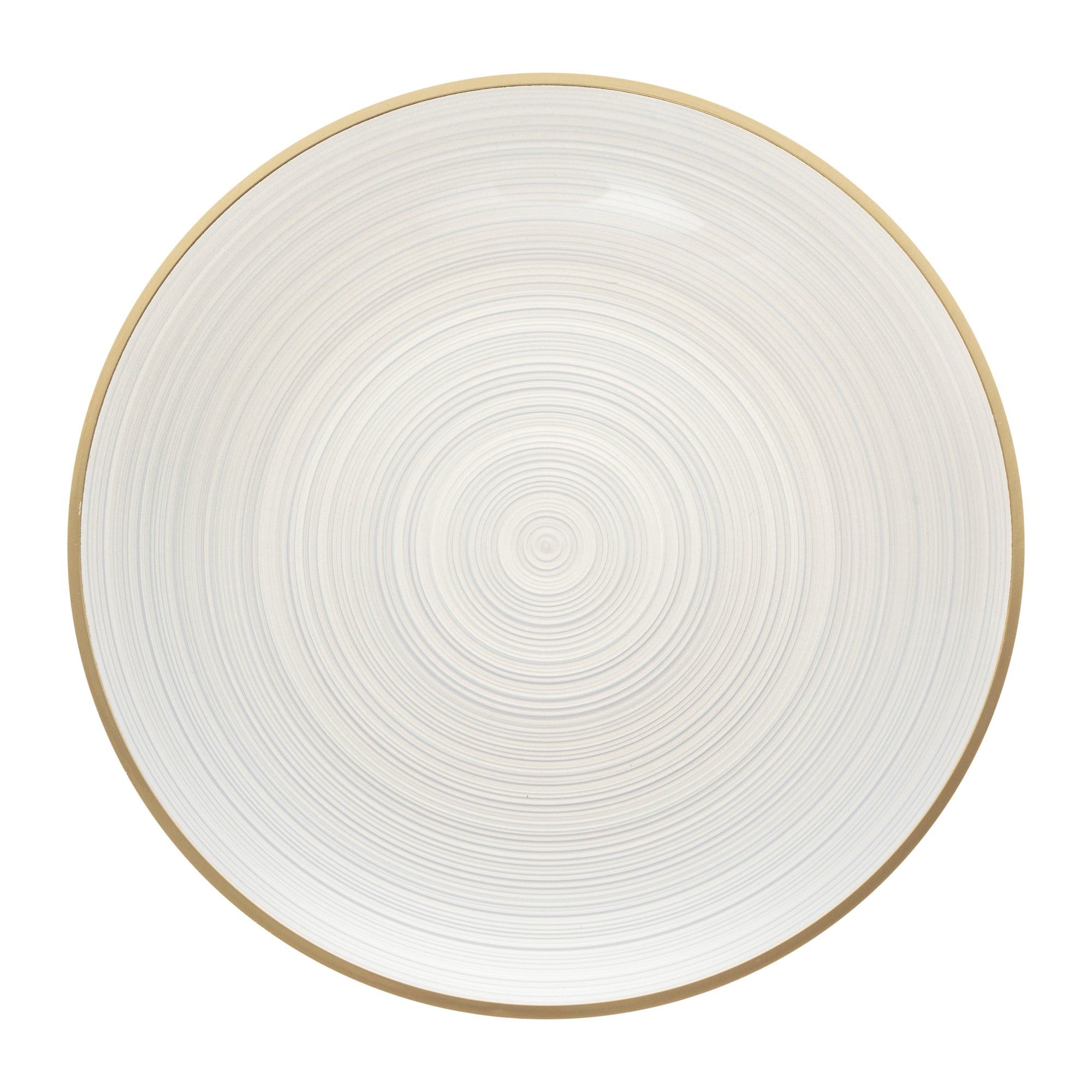 Moderna Round White Translucent Plastic Gold-Rimmed Plate - Rippled - 7 1/4" x 7 1/4" - 20 count box