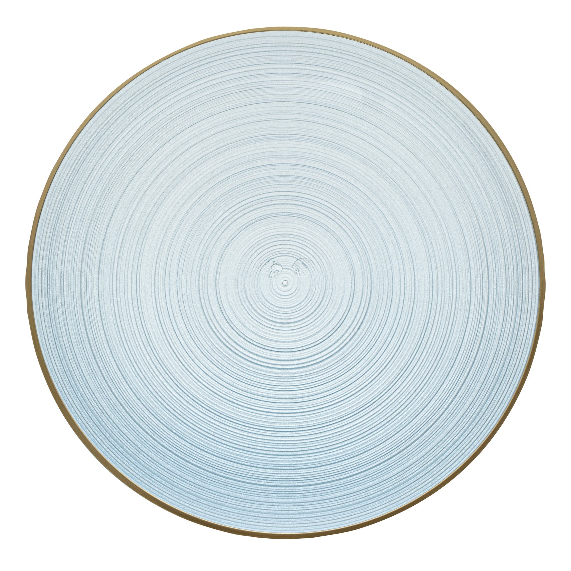 Moderna Round Blue Translucent Plastic Gold-Rimmed Plate - Rippled - 10" x 10" - 20 count box
