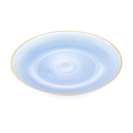Moderna Round Blue Translucent Plastic Gold-Rimmed Plate - Rippled - 10" x 10" - 100 count box