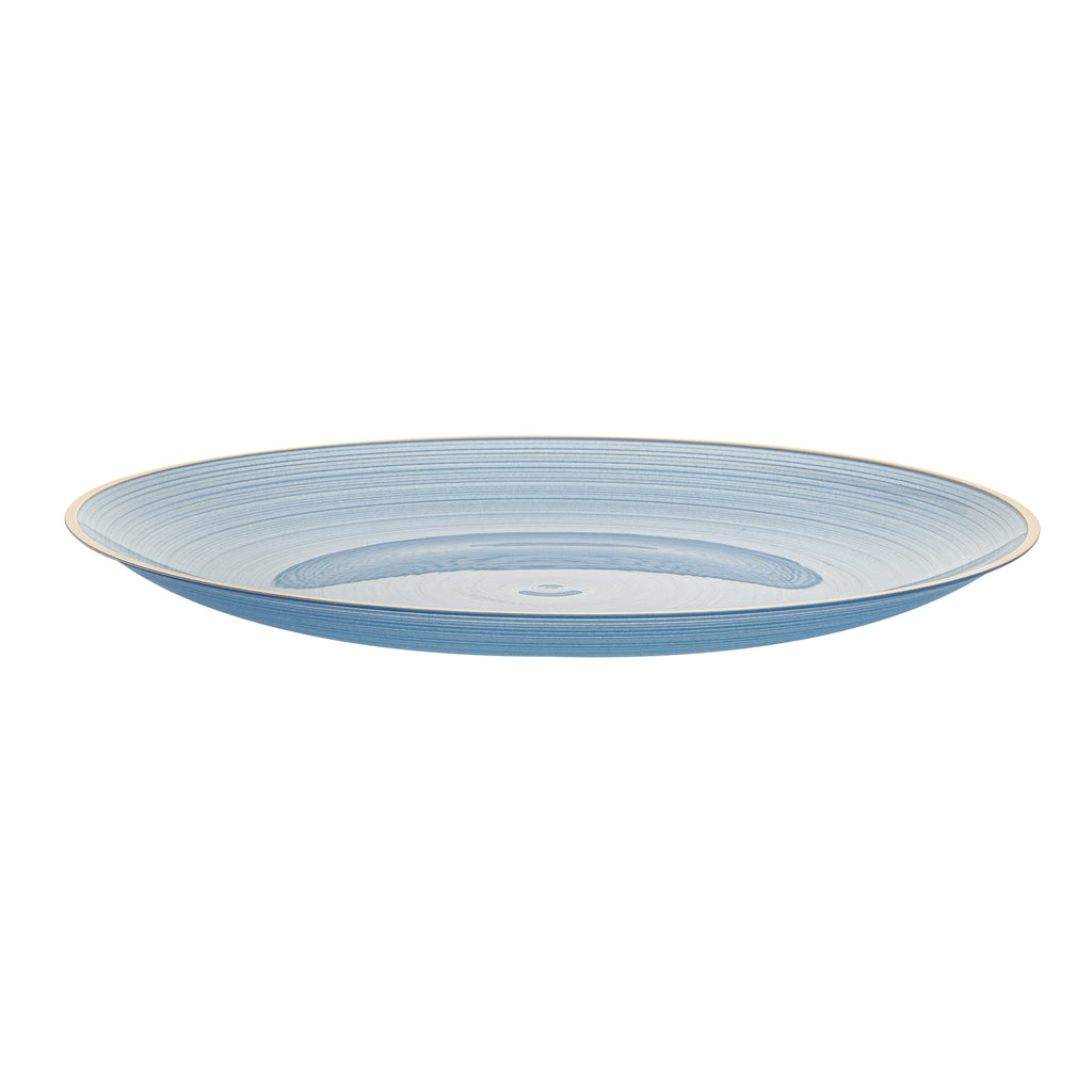 Moderna Round Blue Translucent Plastic Gold-Rimmed Plate - Rippled - 10" x 10" - 100 count box