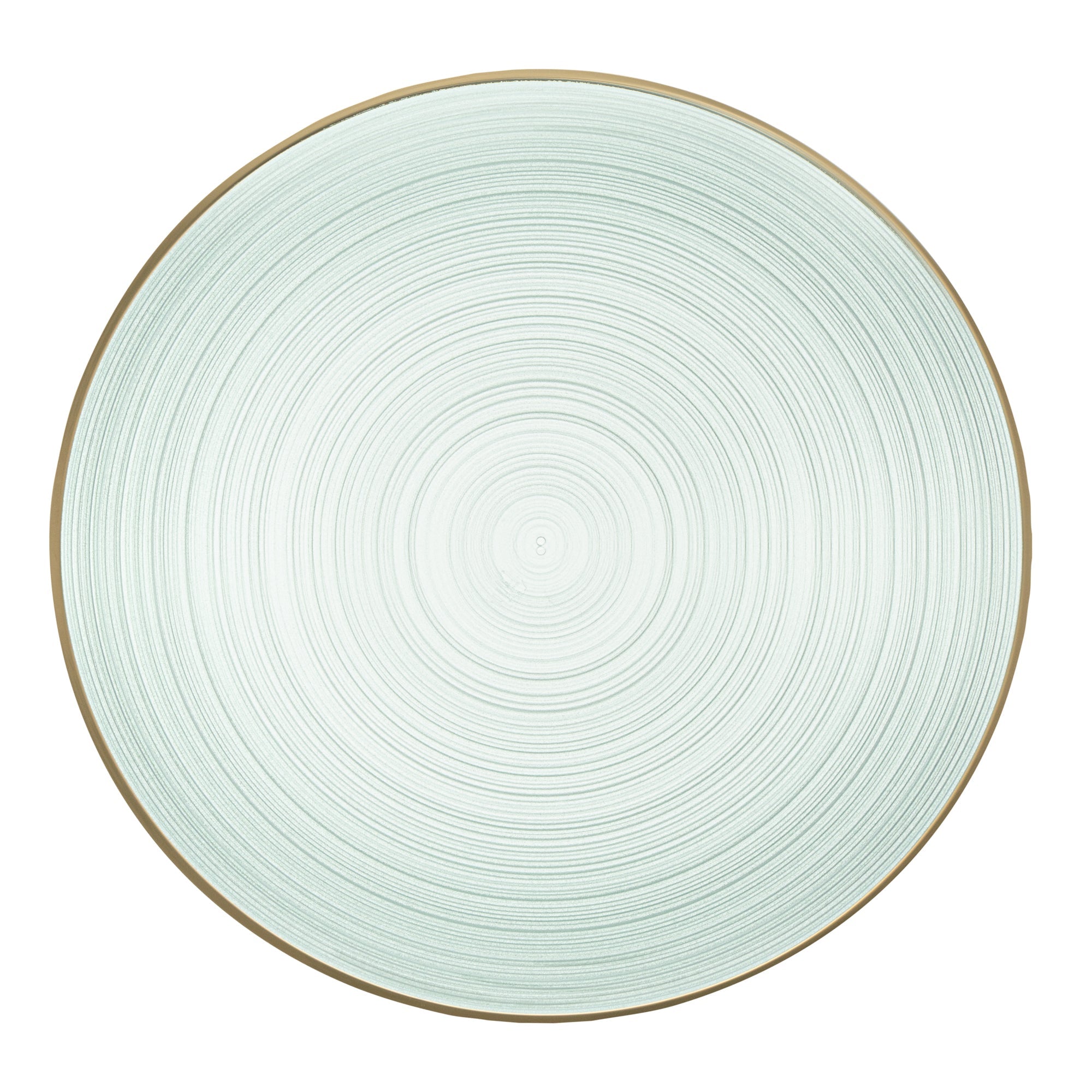 Moderna Round Green Translucent Plastic Gold-Rimmed Plate - Rippled - 10" x 10" - 100 count box