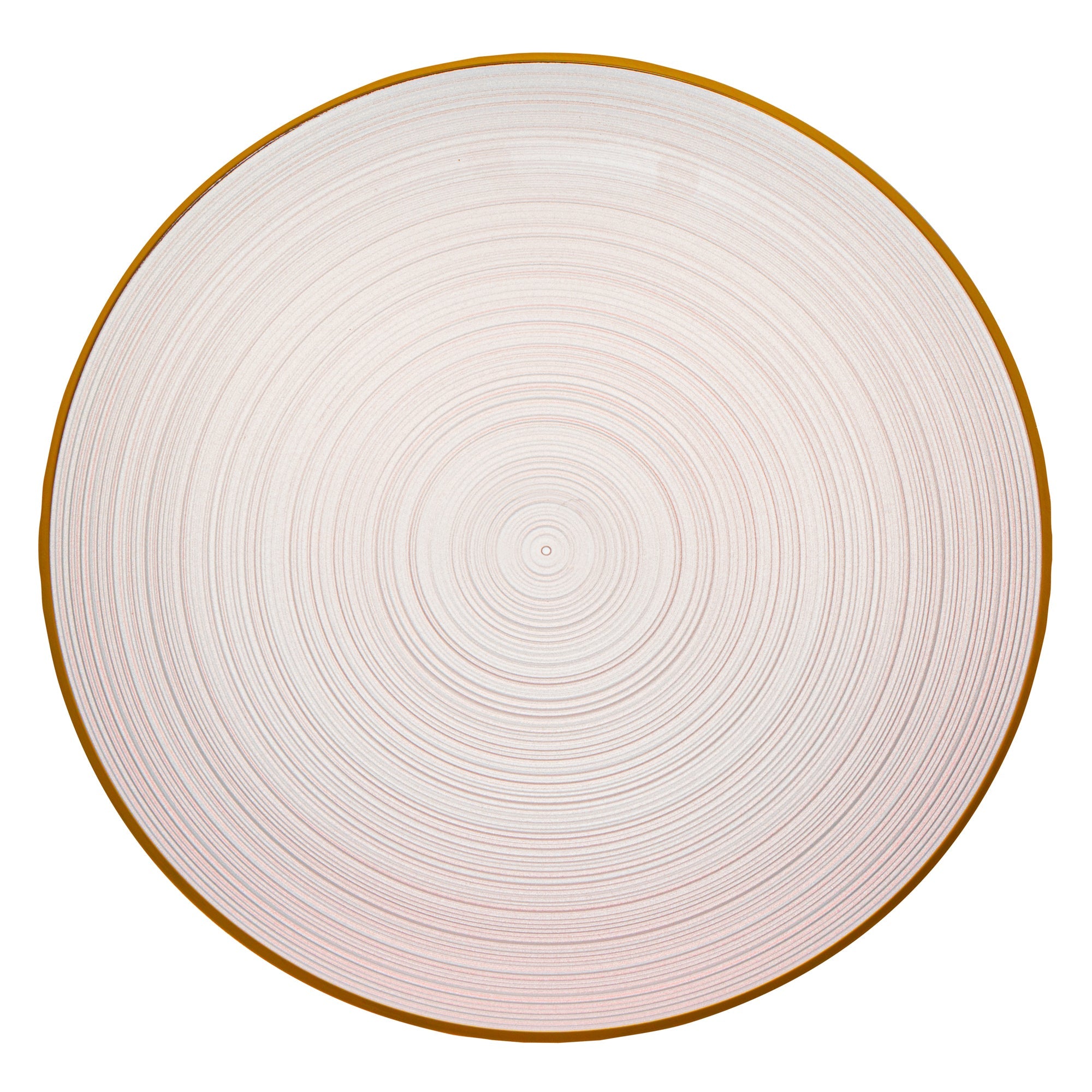 Moderna Round Pink Translucent Plastic Gold-Rimmed Plate - Rippled - 10" x 10" - 100 count box