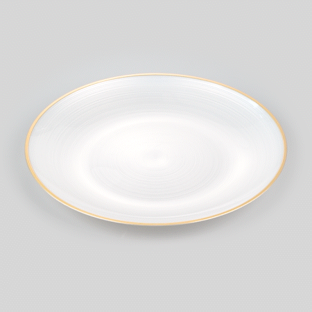 Moderna Round White Translucent Plastic Gold-Rimmed Plate - Rippled - 10" x 10" x 3/4" - 20 count box