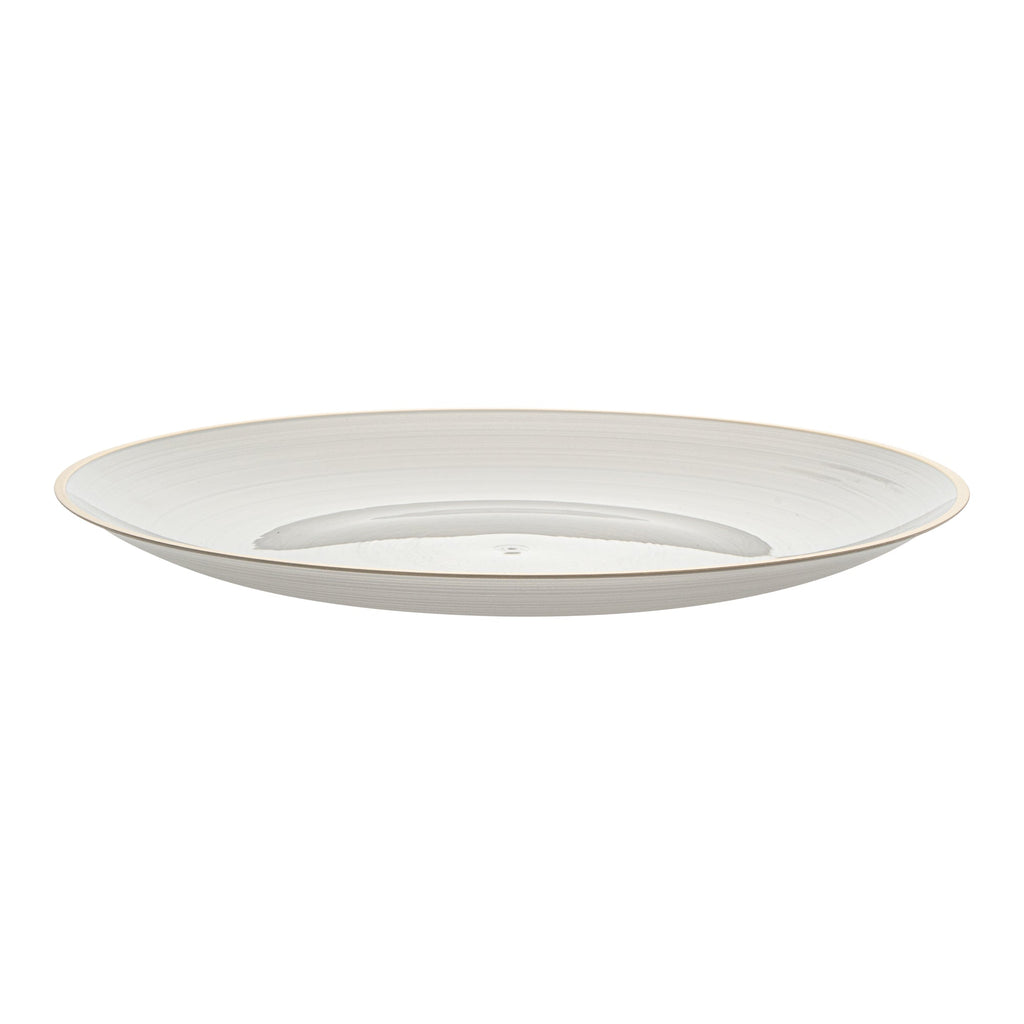 Moderna Round White Translucent Plastic Gold-Rimmed Plate - Rippled - 10" x 10" x 3/4" - 20 count box
