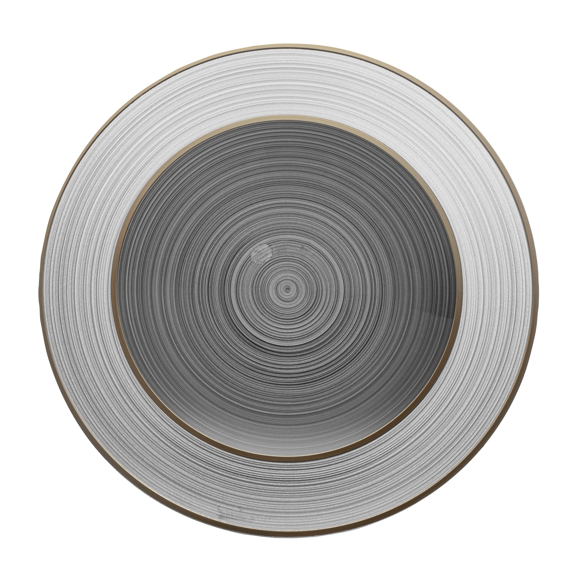 Moderna Round Black Translucent Plastic Gold-Rimmed Plate Set - Rippled, Includes 7 1/4" and 10" Plates - 200 count box