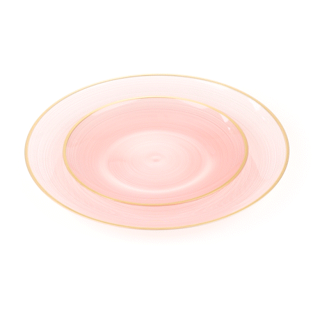 Moderna Round Pink Translucent Plastic Gold-Rimmed Plate Set - Rippled, Includes 7 1/4" and 10" Plates - 40 count box