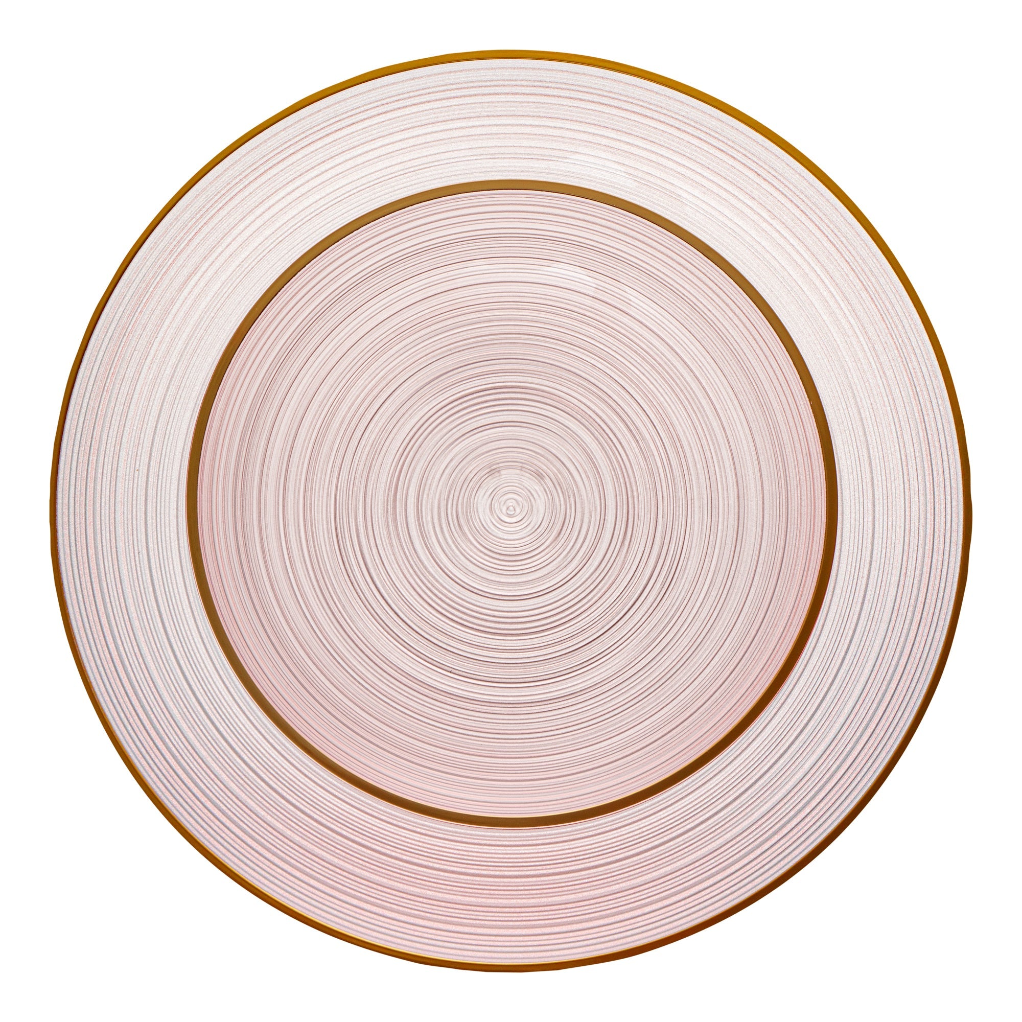 Moderna Round Pink Translucent Plastic Gold-Rimmed Plate Set - Rippled, Includes 7 1/4" and 10" Plates - 200 count box