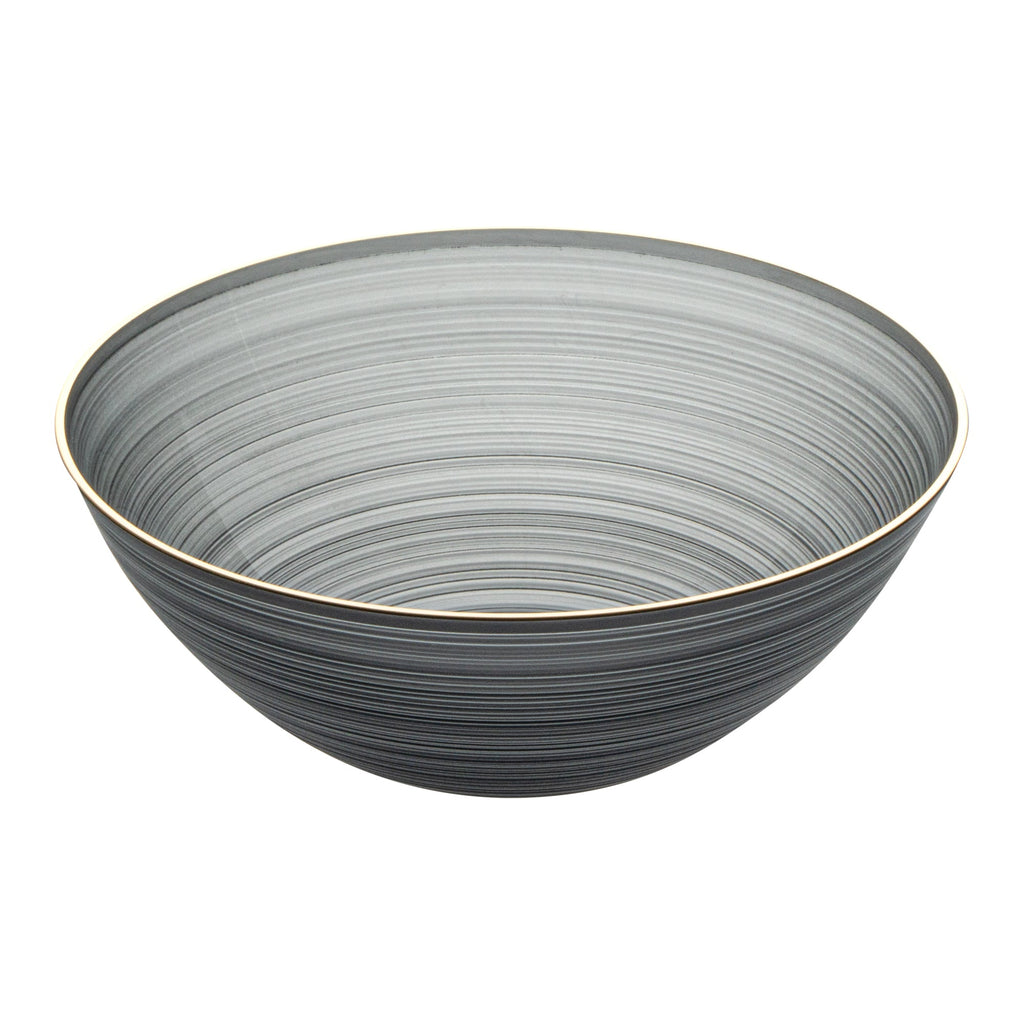Moderna 16 oz Round Black Translucent Plastic Gold-Rimmed Bowl - Rippled - 5 1/2" x 5 1/2" x 2" - 100 count box