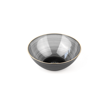 Moderna 16 oz Round Black Translucent Plastic Gold-Rimmed Bowl - Rippled - 5 1/2" x 5 1/2" x 2" - 20 count box