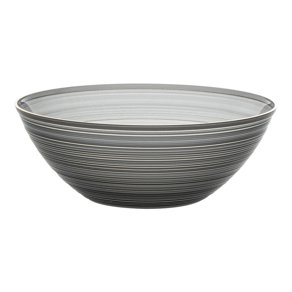Moderna 16 oz Round Black Translucent Plastic Gold-Rimmed Bowl - Rippled - 5 1/2" x 5 1/2" x 2" - 20 count box