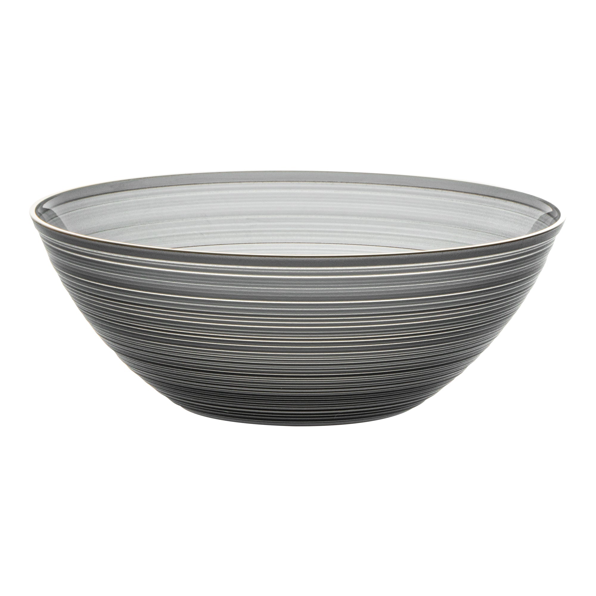 Moderna 16 oz Round Black Translucent Plastic Gold-Rimmed Bowl - Rippled - 5 1/2" x 5 1/2" x 2" - 20 count box