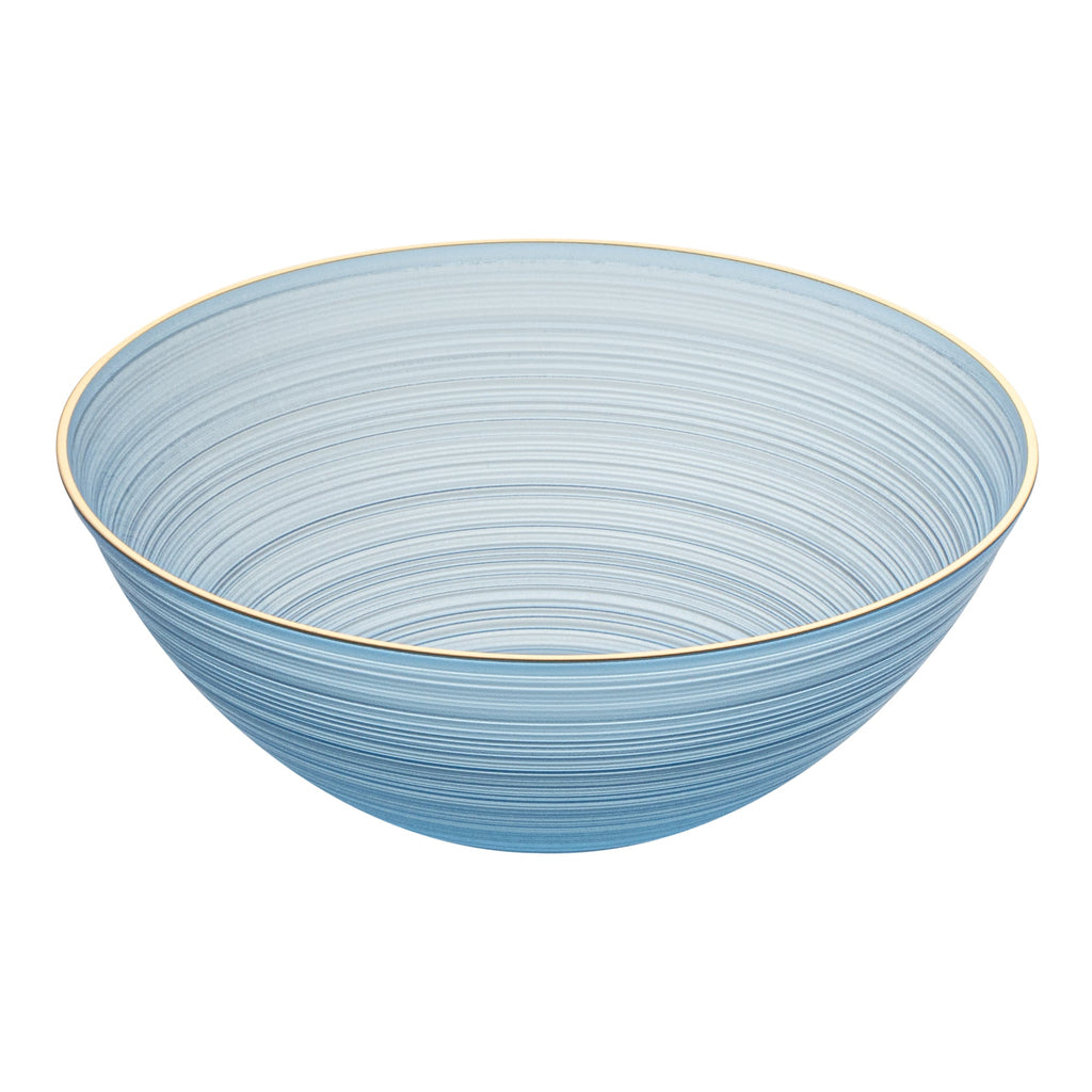 Moderna 16 oz Round Blue Translucent Plastic Gold-Rimmed Bowl - Rippled - 5 1/2" x 5 1/2" x 2" - 20 count box