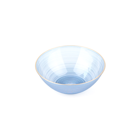 Moderna 16 oz Round Blue Translucent Plastic Gold-Rimmed Bowl - Rippled - 5 1/2" x 5 1/2" x 2" - 20 count box