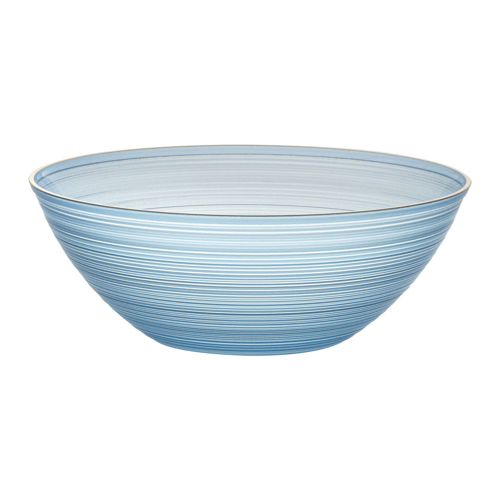 Moderna 16 oz Round Blue Translucent Plastic Gold-Rimmed Bowl - Rippled - 5 1/2" x 5 1/2" x 2" - 20 count box