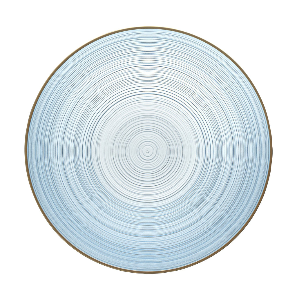 Moderna 16 oz Round Blue Translucent Plastic Gold-Rimmed Bowl - Rippled - 5 1/2" x 5 1/2" x 2" - 20 count box