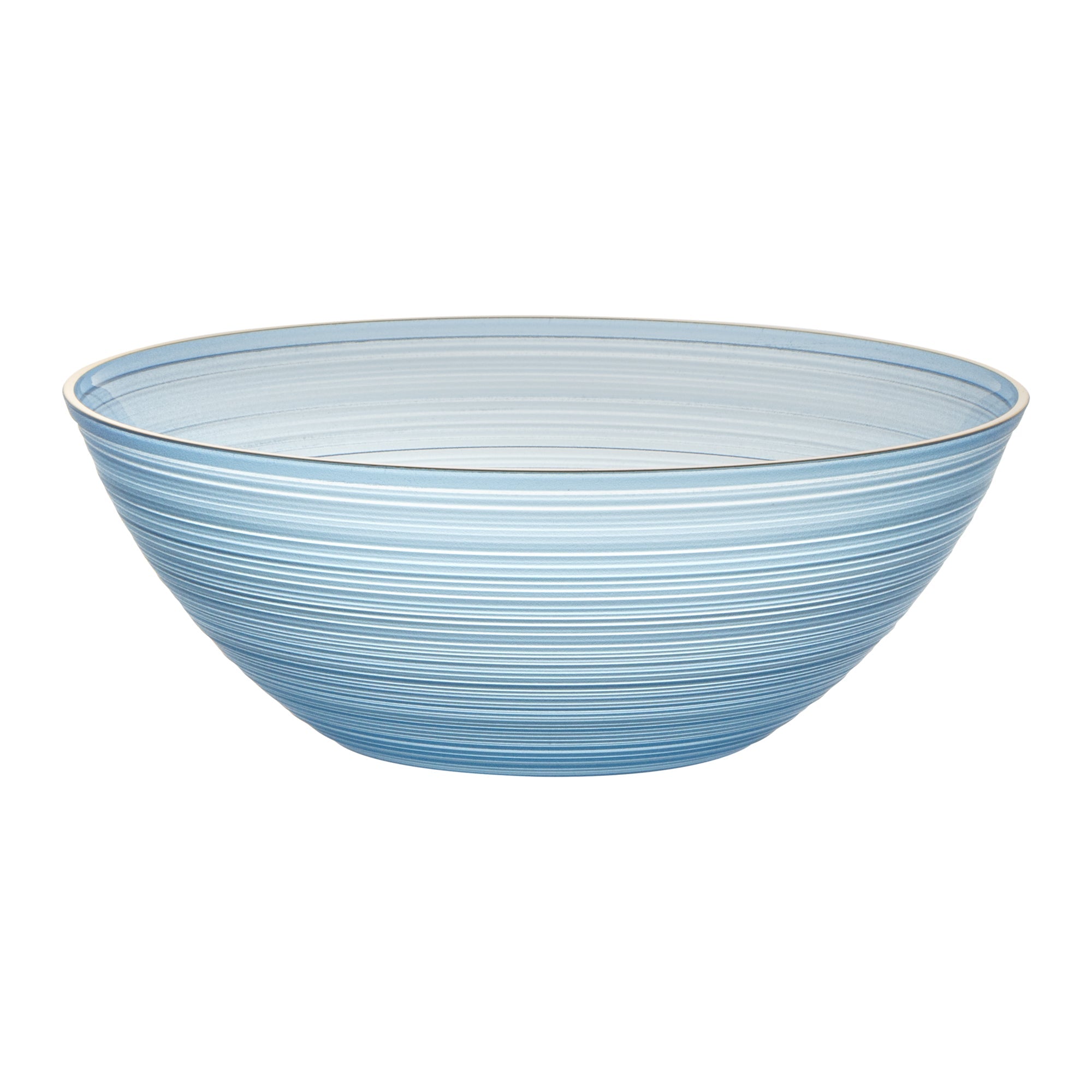 Moderna 16 oz Round Blue Translucent Plastic Gold-Rimmed Bowl - Rippled - 5 1/2" x 5 1/2" x 2" - 100 count box