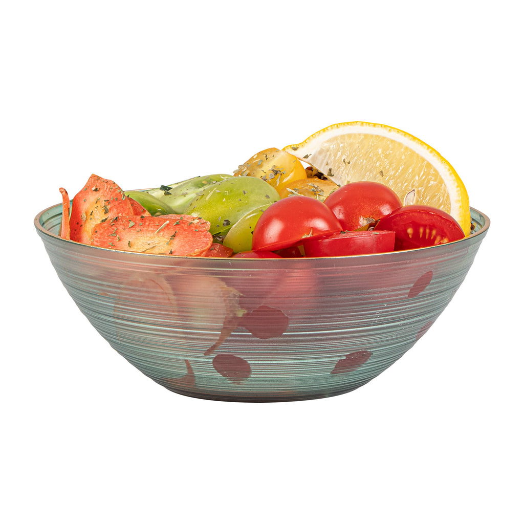 Moderna 16 oz Round Green Translucent Plastic Gold-Rimmed Bowl - Rippled - 5 1/2" x 5 1/2" x 2" - 20 count box