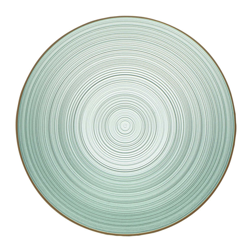 Moderna 16 oz Round Green Translucent Plastic Gold-Rimmed Bowl - Rippled - 5 1/2" x 5 1/2" x 2" - 20 count box