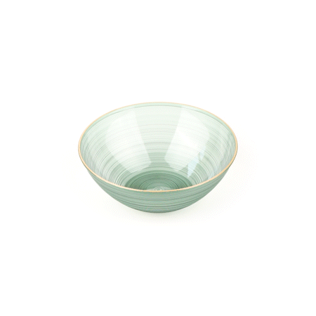 Moderna 16 oz Round Green Translucent Plastic Gold-Rimmed Bowl - Rippled - 5 1/2" x 5 1/2" x 2" - 100 count box