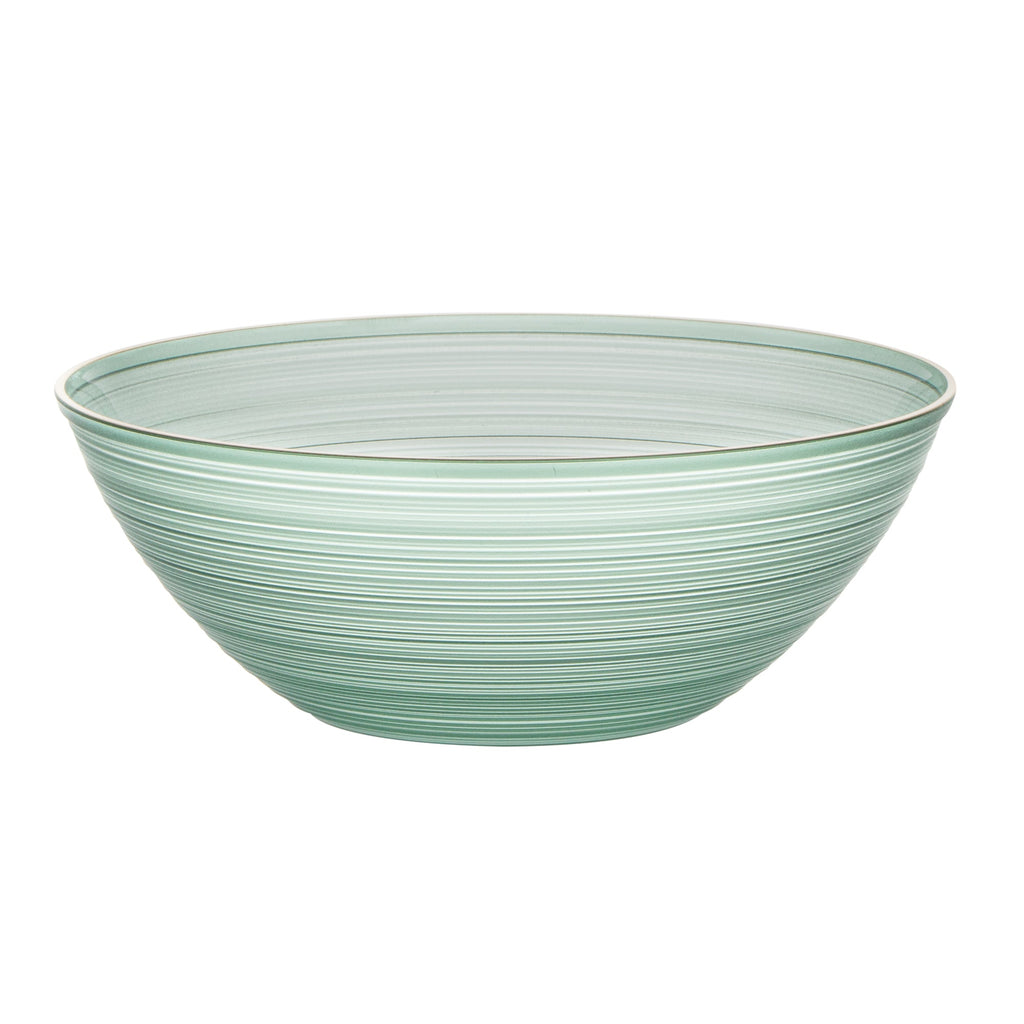 Moderna 16 oz Round Green Translucent Plastic Gold-Rimmed Bowl - Rippled - 5 1/2" x 5 1/2" x 2" - 100 count box