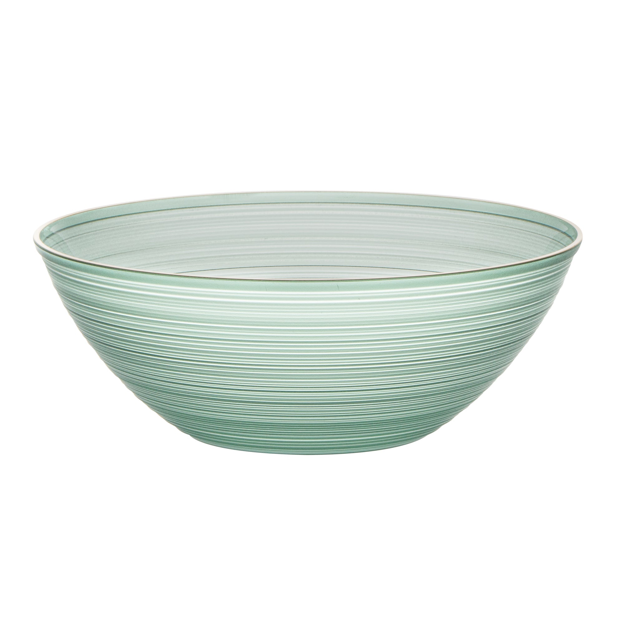 Moderna 16 oz Round Green Translucent Plastic Gold-Rimmed Bowl - Rippled - 5 1/2" x 5 1/2" x 2" - 100 count box