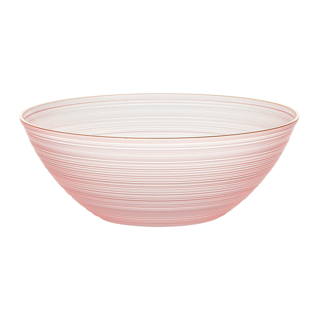 Moderna 16 oz Round Pink Translucent Plastic Gold-Rimmed Bowl - Rippled - 5 1/2" x 5 1/2" x 2" - 20 count box