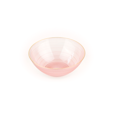 Moderna 16 oz Round Pink Translucent Plastic Gold-Rimmed Bowl - Rippled - 5 1/2" x 5 1/2" x 2" - 100 count box