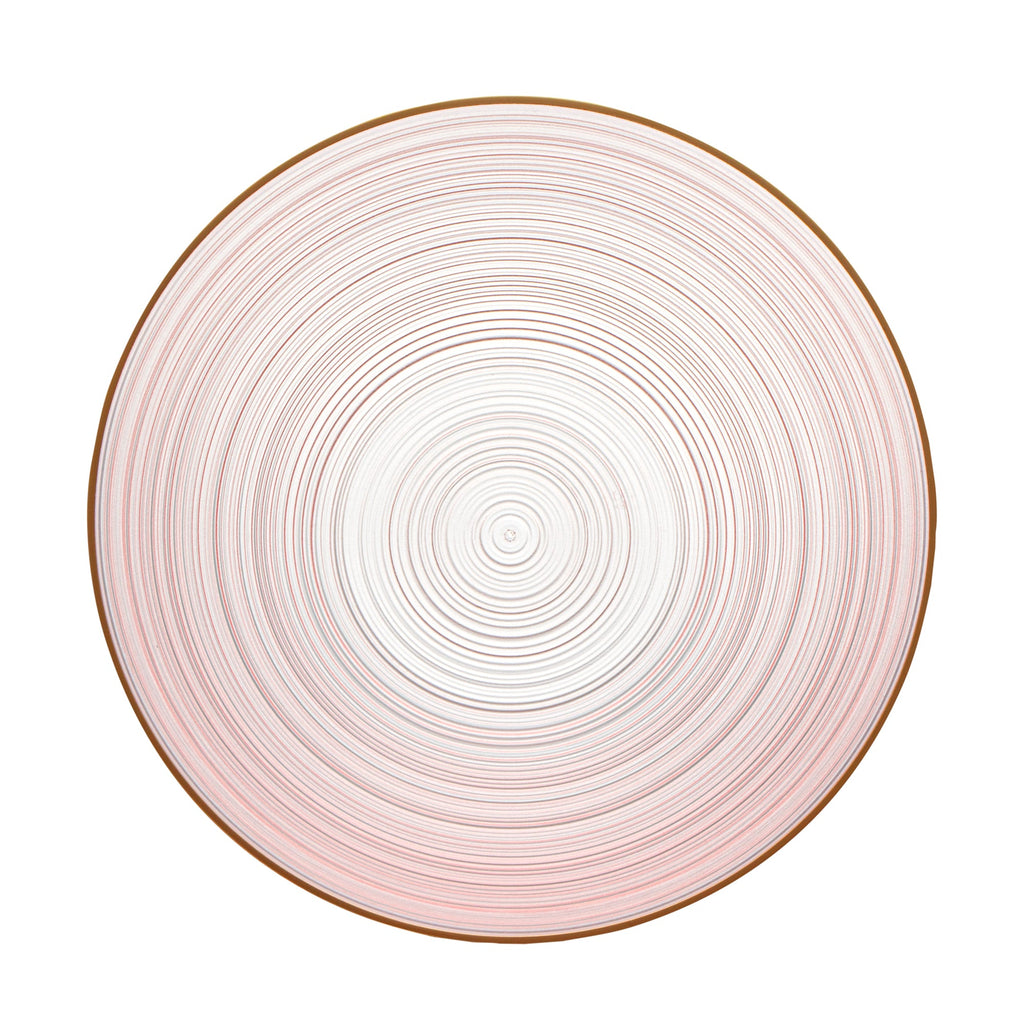 Moderna 16 oz Round Pink Translucent Plastic Gold-Rimmed Bowl - Rippled - 5 1/2" x 5 1/2" x 2" - 100 count box