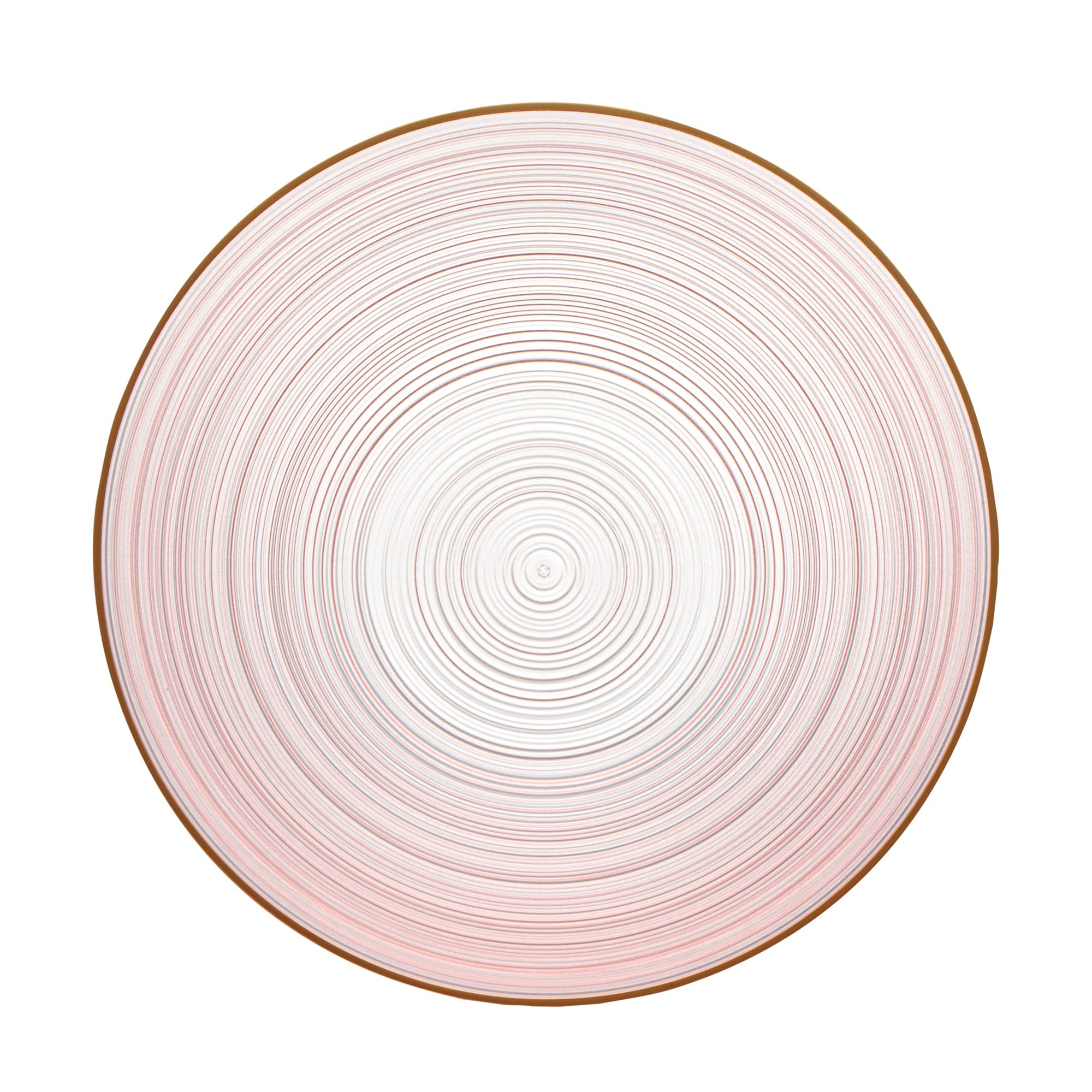 Moderna 16 oz Round Pink Translucent Plastic Gold-Rimmed Bowl - Rippled - 5 1/2" x 5 1/2" x 2" - 100 count box
