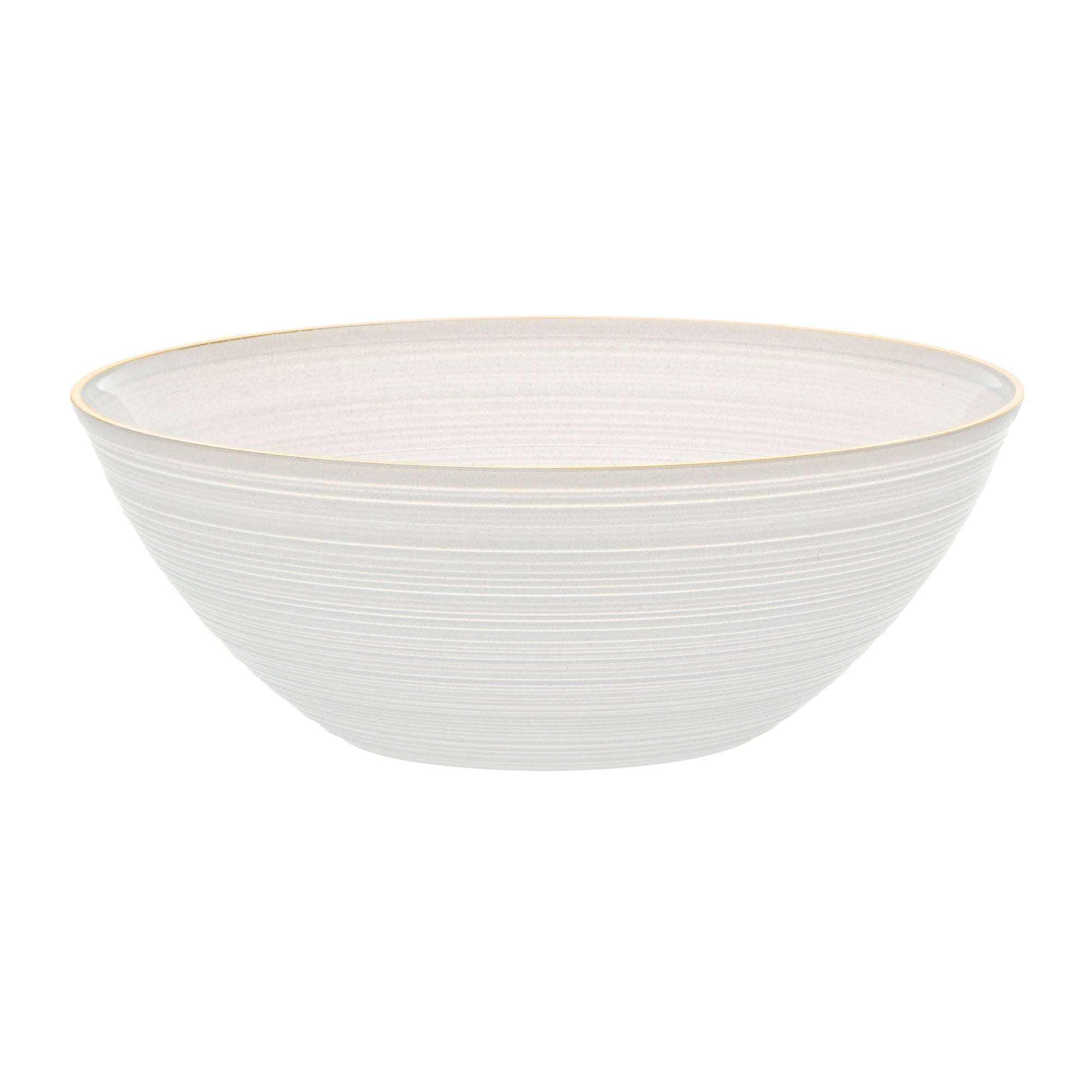 Moderna 16 oz Round White Translucent Plastic Gold-Rimmed Bowl - Rippled - 5 1/2" x 5 1/2" x 2" - 20 count box