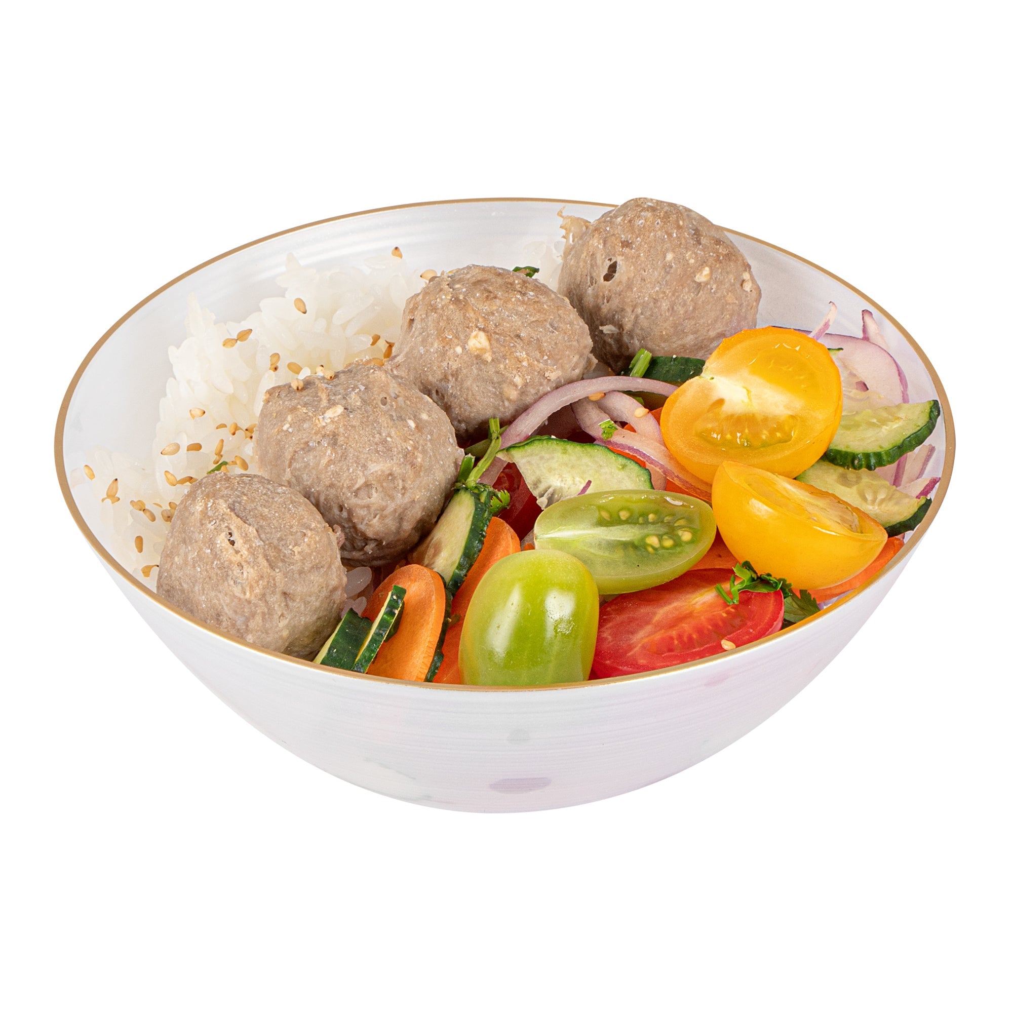 Moderna 16 oz Round White Translucent Plastic Gold-Rimmed Bowl - Rippled - 5 1/2" x 5 1/2" x 2" - 100 count box