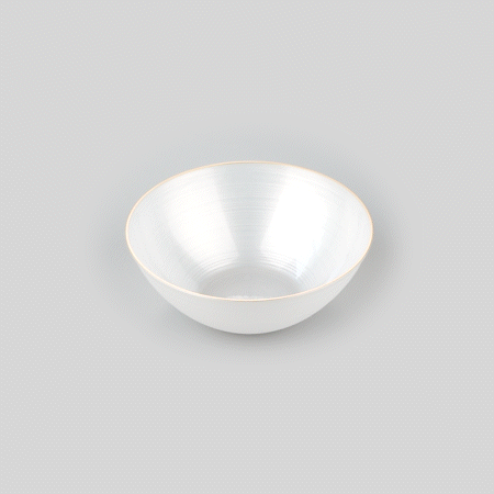 Moderna 16 oz Round White Translucent Plastic Gold-Rimmed Bowl - Rippled - 5 1/2" x 5 1/2" x 2" - 100 count box