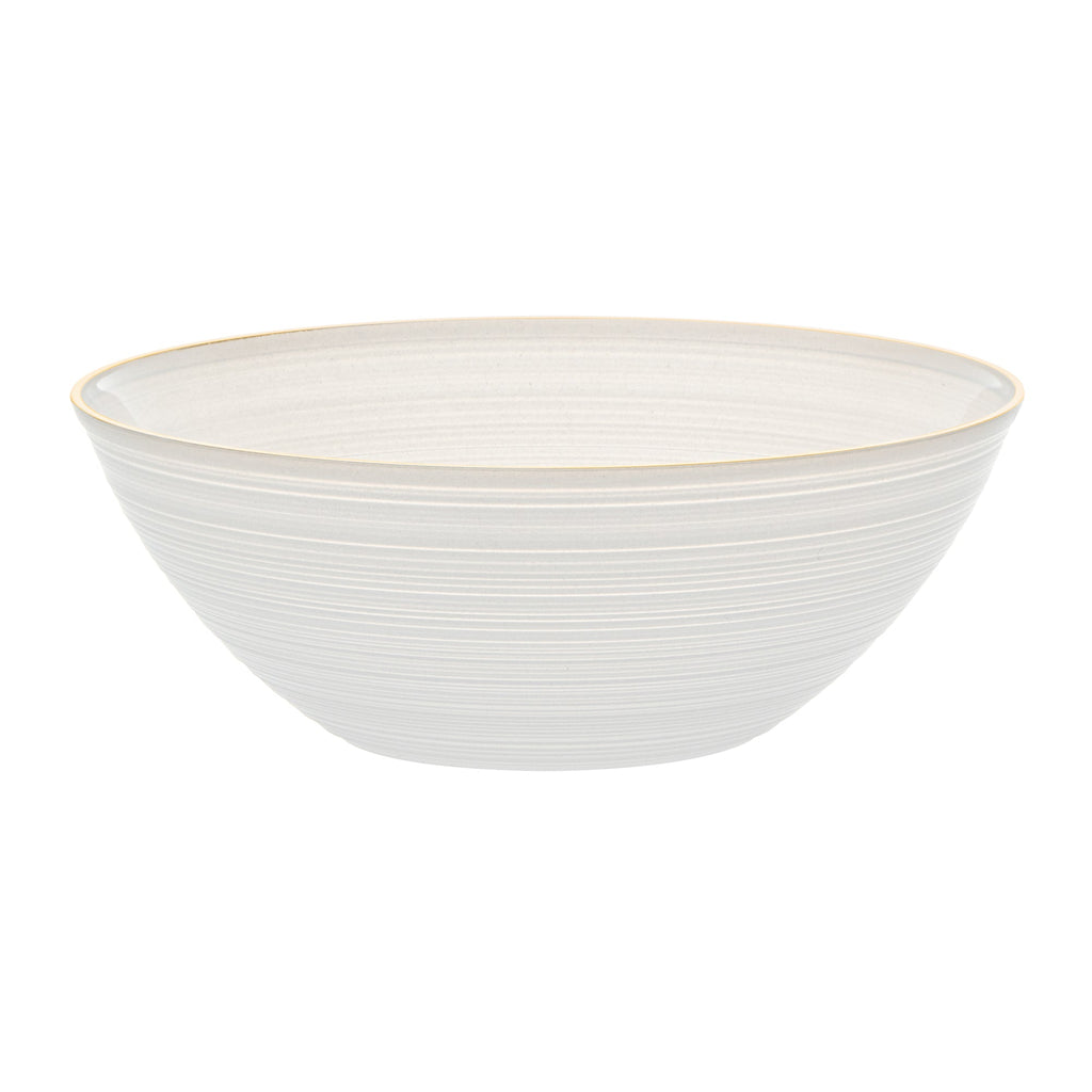 Moderna 16 oz Round White Translucent Plastic Gold-Rimmed Bowl - Rippled - 5 1/2" x 5 1/2" x 2" - 100 count box