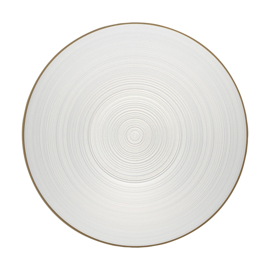 Moderna 16 oz Round White Translucent Plastic Gold-Rimmed Bowl - Rippled - 5 1/2" x 5 1/2" x 2" - 100 count box