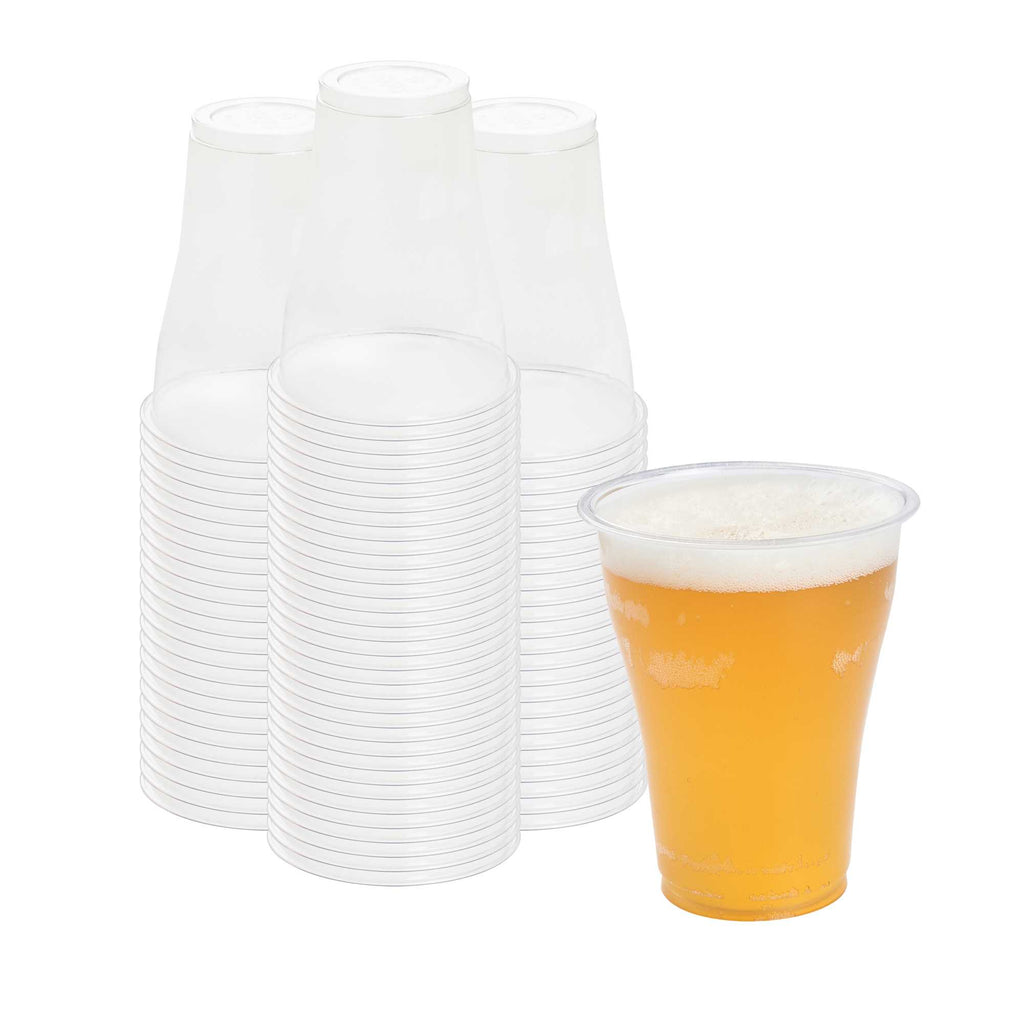 Basic Nature 14 oz Clear PLA Plastic Beer Glass - Compostable - 3 3/4" x 3 3/4" x 4 1/2" - 50 count box