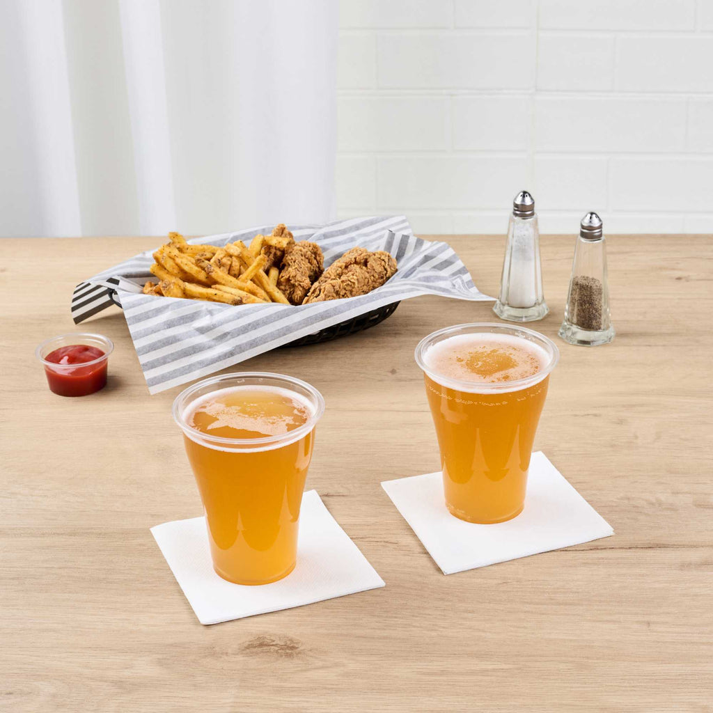 Basic Nature 14 oz Clear PLA Plastic Beer Glass - Compostable - 3 3/4" x 3 3/4" x 4 1/2" - 50 count box