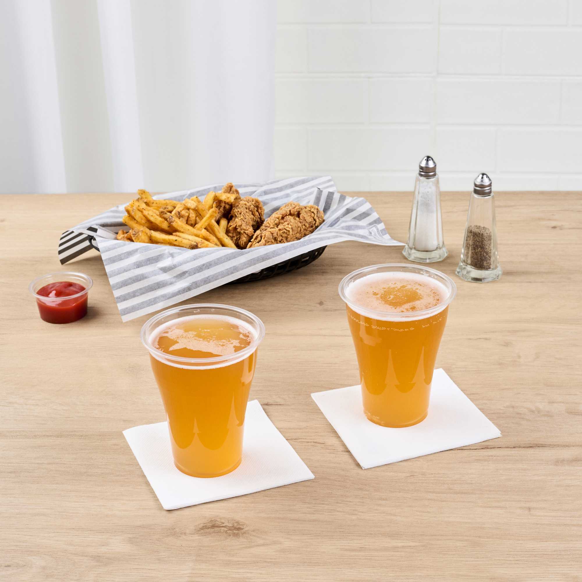Basic Nature 14 oz Clear PLA Plastic Beer Glass - Compostable - 3 3/4" x 3 3/4" x 4 1/2" - 50 count box