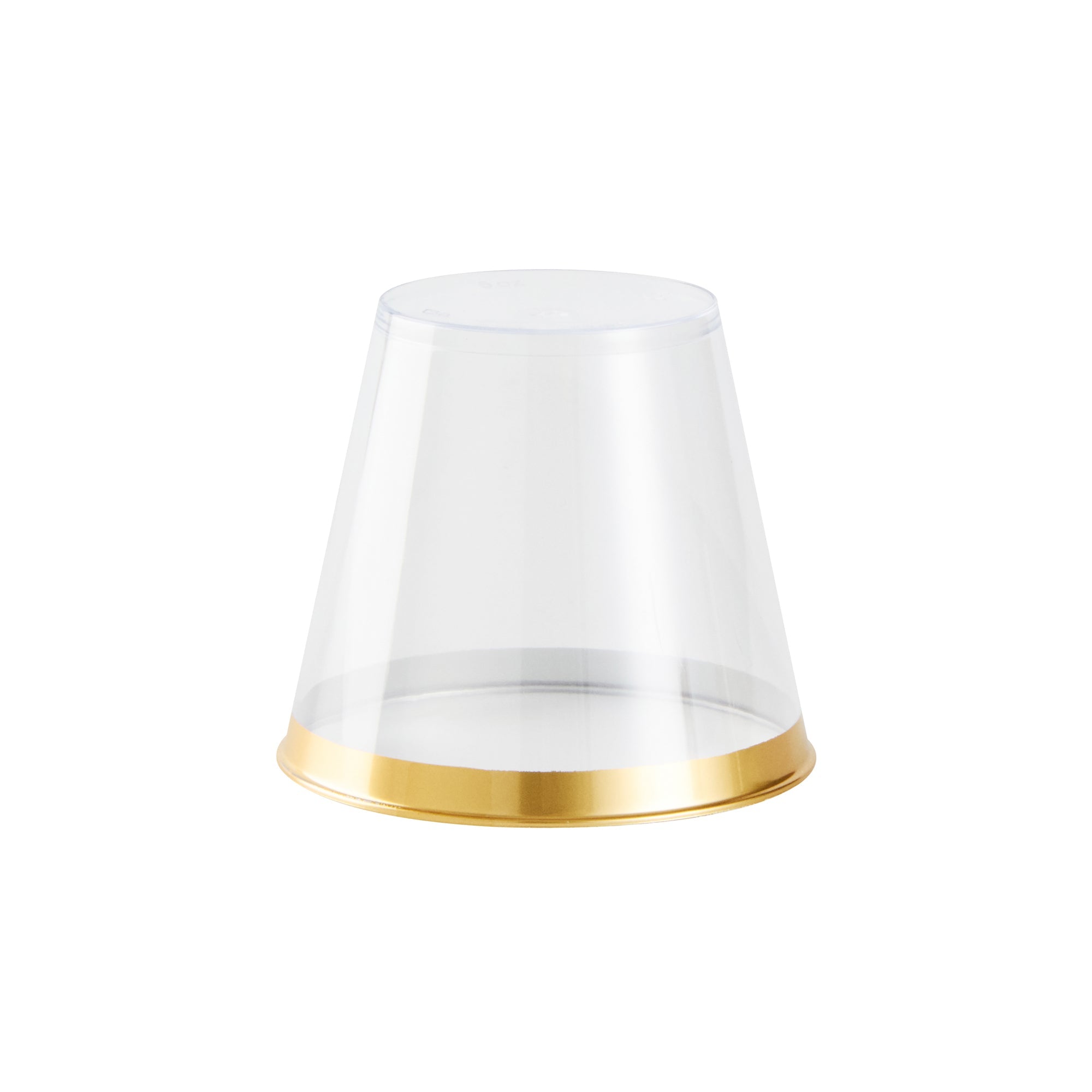 Chef 101 5 oz Clear Plastic Tumbler - with Gold Rim - 2 3/4" x 2 3/4" x 2 1/4" - 20 count box