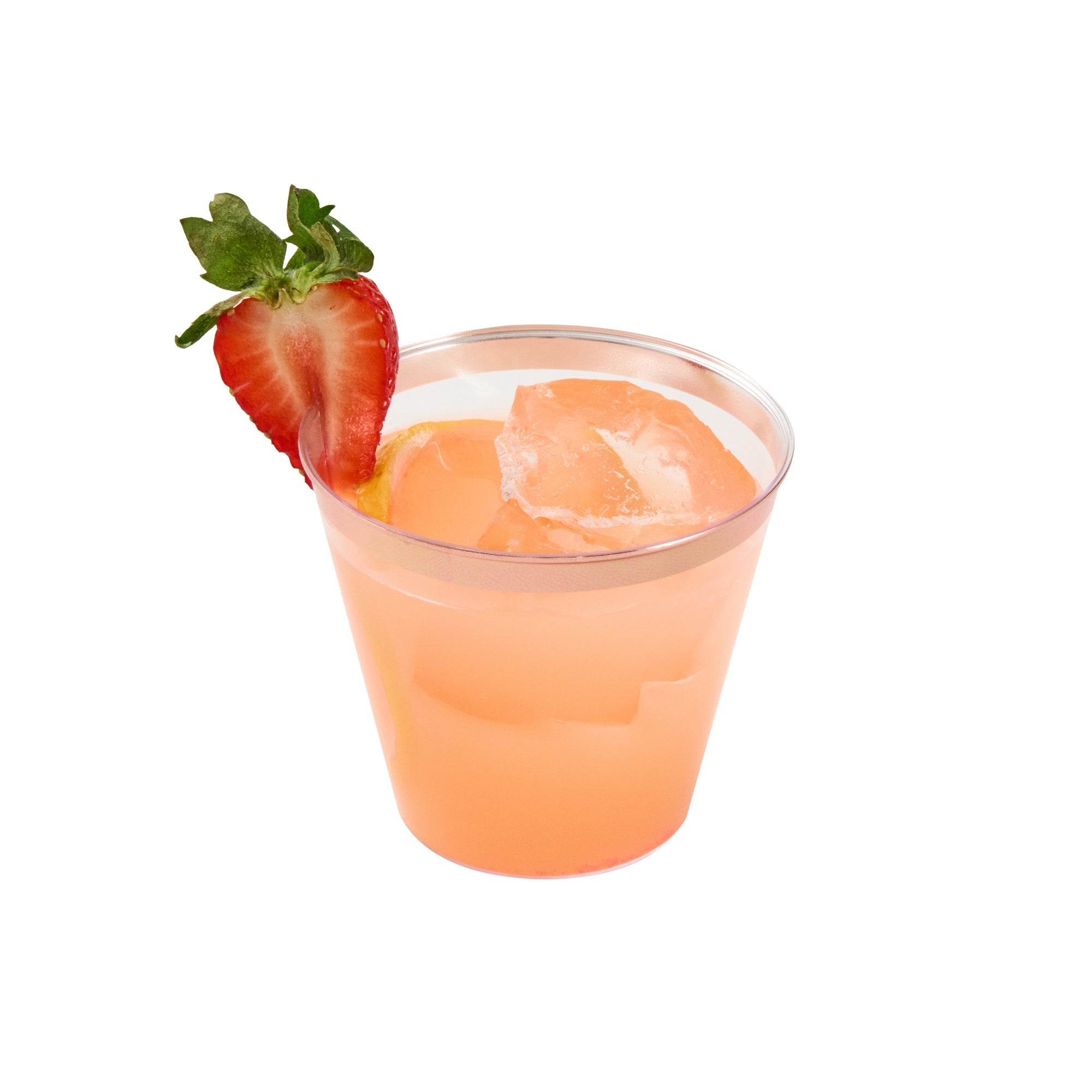 Chef 101 5 oz Clear Plastic Tumbler - with Rose Gold Rim - 2 3/4" x 2 3/4" x 2 1/4" - 500 count box